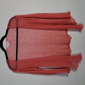 Y2K Novica Coral Open Knit Cardigan OS Lettuce Hem Whimsigoth Fairy Boho Beachy